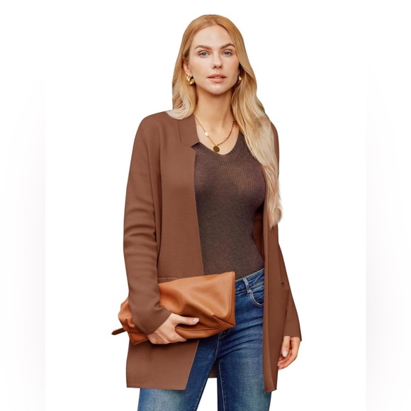 GRACE KARIN 2025 Knit Cardigan Coat Open Front Notch Collar Sweater BlazerJacket - Picture 2 of 5